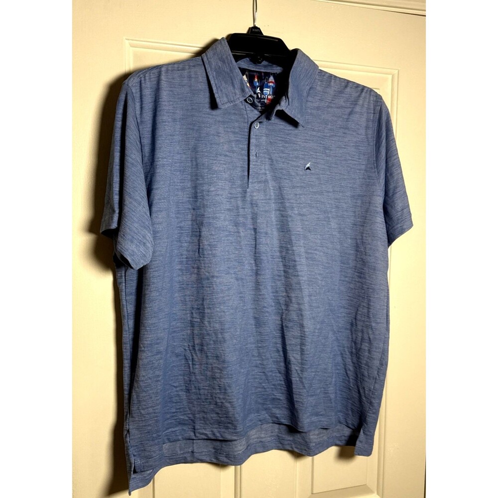 Tailor Vintage Men's Indigo Blue Light Wash Polo Shirt Size XL